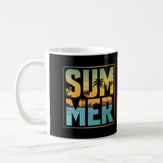 Koele zomervibes Palmbomen & Water Koffiemok (Links)