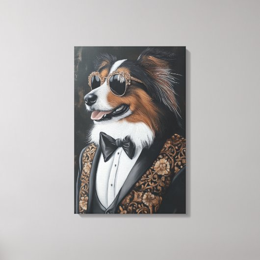 Koele zonnebril Shetland Sheepdog | Sheltie Canvas Afdruk (Voorkant)