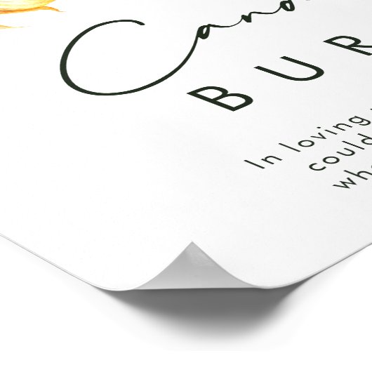 Koele Zonneschijn | Deze Kaars BrandT Bordje Poster (Hoek)