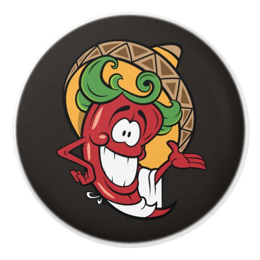 koele Zuidwestelijke peper decor keuken Keramische Knop (Voorkant)