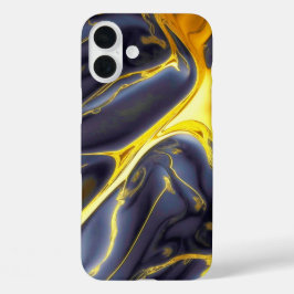 Koele zwart goud gesmolten marmeren vloeistof text iPhone 16 plus hoesje