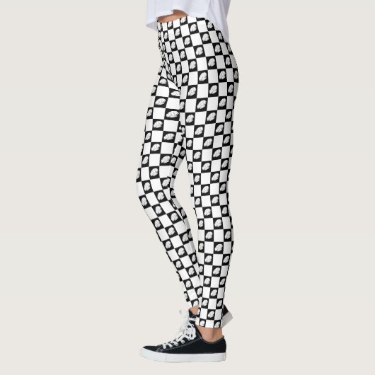 Koele zwart-wit gecontroleerde Vrouw Chef Leggings (Links)