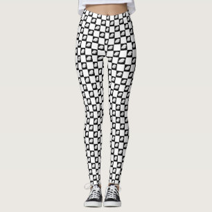 Koele zwart-wit gecontroleerde Vrouw Chef Leggings