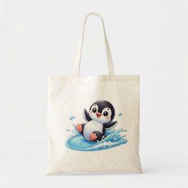 Koele zwart-wit surfen Panda Art Print Tote Bag