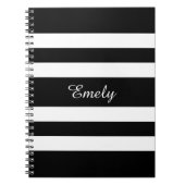 Koele zwart-witte strepen Patroon Naam Persoonlijk Notitieboek (Voorkant)