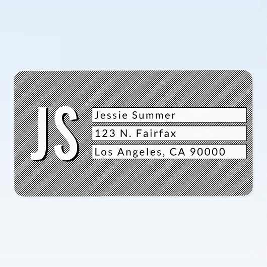 Koele zwart-witte strepen retouradreslabels etiket