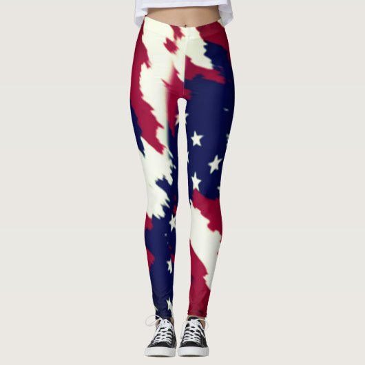 Koele zwarte Amerikaanse vlag Leggings (Voorkant)