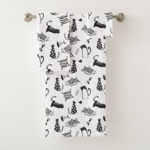 Koele zwarte en witte katten bad handdoek
