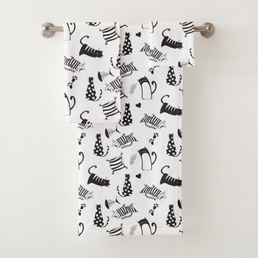 Koele zwarte en witte katten bad handdoek (Insitu)