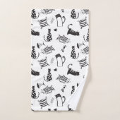 Koele zwarte en witte katten bad handdoek (Handdoek)
