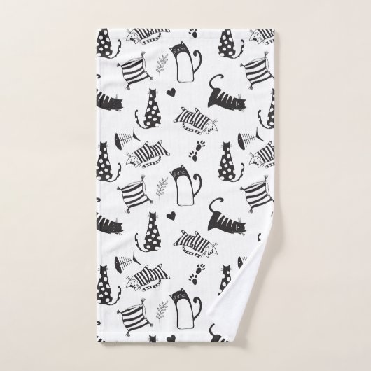 Koele zwarte en witte katten bad handdoek (Handdoek)