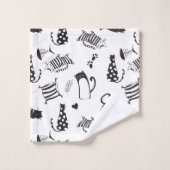 Koele zwarte en witte katten bad handdoek (Wasdoekje)