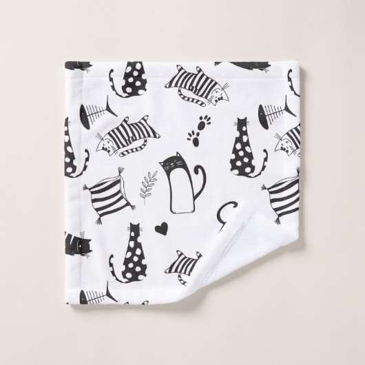Koele zwarte en witte katten bad handdoek (Wasdoekje)