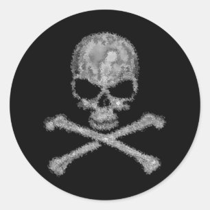 Koele zwarte schedel en crossbones stickers