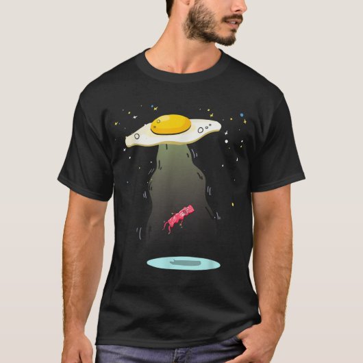 Koeleienontvoering Bacon Funny UFO Breakfast Food T-shirt (Voorkant)