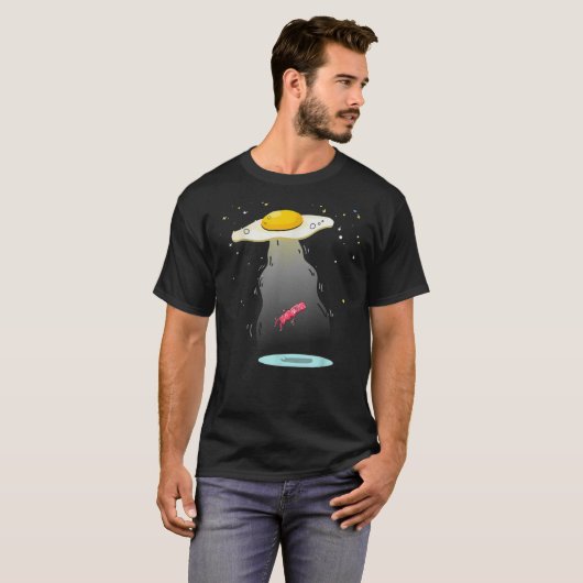 Koeleienontvoering Bacon Funny UFO Breakfast Food T-shirt (Voorkant volledig)