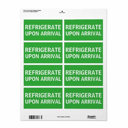 Koelen bij aankomst Verzending Etiket (Full Sheet)