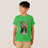 Koelende hond met watermeloen helm t-shirt (Voorkant volledig)