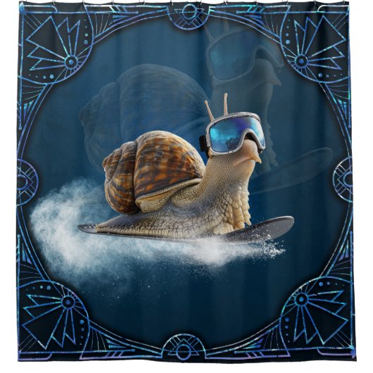 Koeler dan de rest, de snowboardslak. douchegordijn (Voorkant)