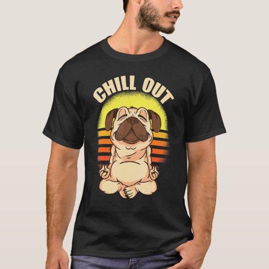 Koeler Yoga Pug Ontspan T-shirt (Voorkant)