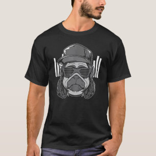 Koelere Dj Pug Hond Zonnebril 80 Discjockey T-shirt