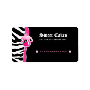 Koeletiket bakketbakkersmakerij zebra retro roze 2 etiket