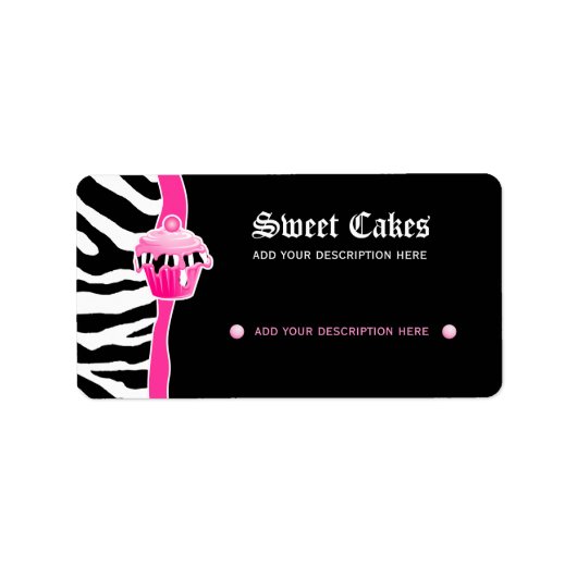 Koeletiket bakketbakkersmakerij zebra retro roze 2 etiket (Voorkant)