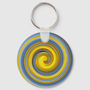 Koelgeel en blauw-spiraal sleutelhanger