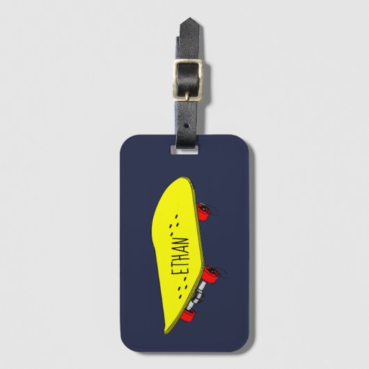 Koelgeel skateboard bagagelabel (Voorkant (verticaal))