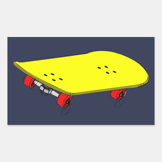 Koelgeel skateboard rechthoekige sticker (Voorkant)