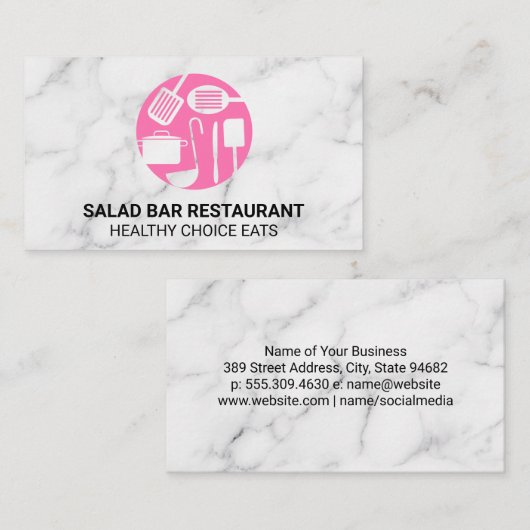 Koelgereedschap Roze | Marmer Visitekaartje (Voorkant / Achterkant)
