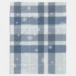 Koelgrijze minimalistische geruite fleece deken