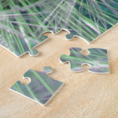 Koelgroen en witte andelion met waterdruppels legpuzzel (Zijkant)