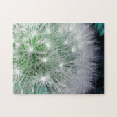 Koelgroen en witte andelion met waterdruppels legpuzzel (Horizontaal)