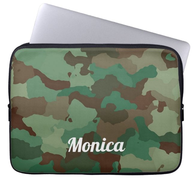 Koelgroene camafdruk laptop sleeve (Voorkant)