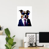 Koelhond in een zonnebril en pak, Dog Businessman Poster (Thuiskantoor)