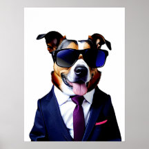 Koelhond in een zonnebril en pak, Dog Businessman
