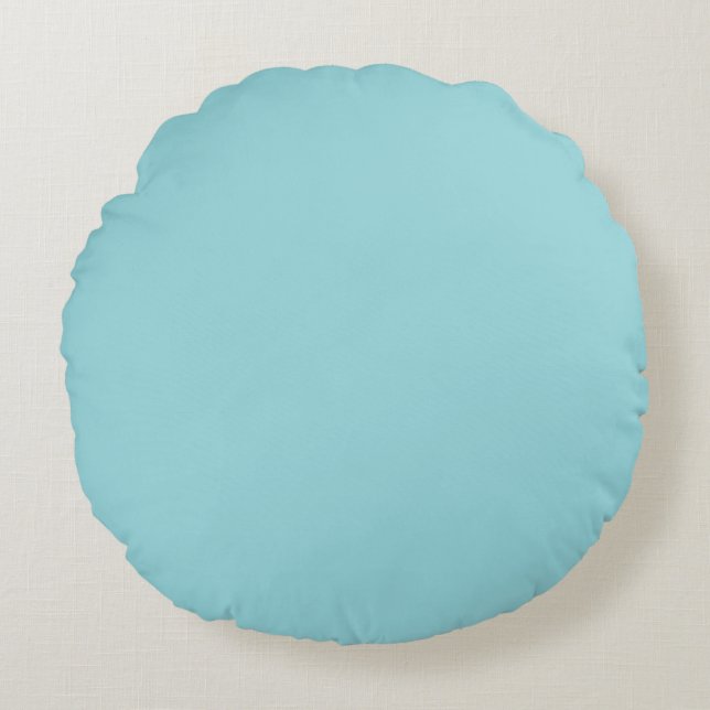 Koeling Waterout Blauw Solid Color Print, Pastel Rond Kussen (Voorkant)
