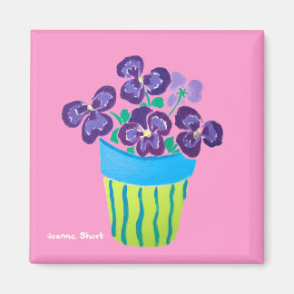 Koelkast Art: Veel potten van Paarse Pansies Magneet