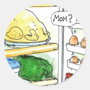 Koelkast Kip Ei Familie Grappig Ronde Sticker