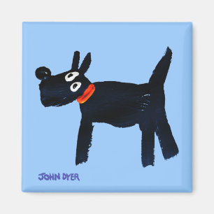 Koelkast Kunst: John Dyer Blue Bella Scotty Dog Ma Magneet