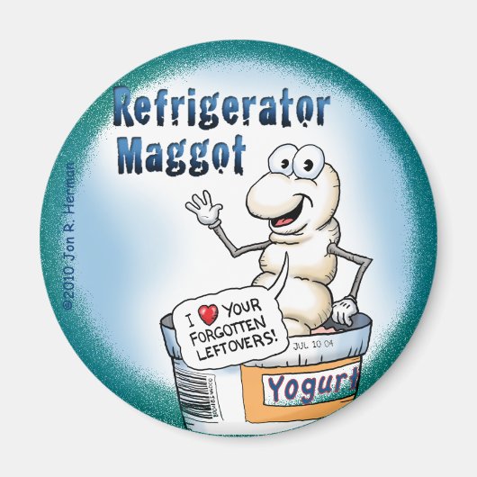 Koelkast Maggot Magnet; de ronde versie Magneet (Voorkant)