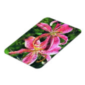 Koelkast magneet roze lelies (Linkerzijde)