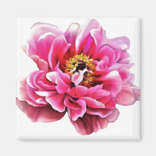 Koelkast magneet roze pioen (Voorkant)