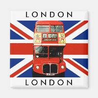 Koelkast Magneet w. London Bus en Britse vlag