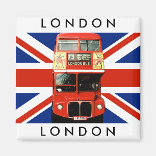 Koelkast Magneet w. London Bus en Britse vlag