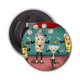 Koelkast Magnet  Cocktail Afbeelding Button Flesopener