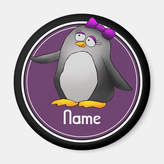 Koelkast Magnet, Name Sjabloon, Cute Penguin Magneet (Voorkant)