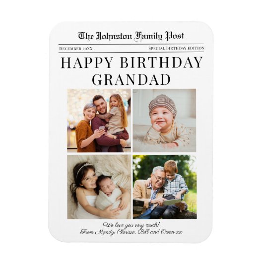 Koelkast Magnet Verjaardagskrant aanpasbaar Magneet (Verticaal)