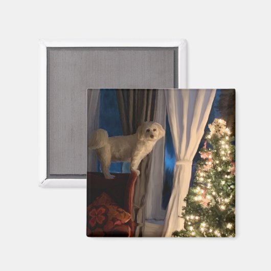 Koelkast Magnet Waiting for Santa Paws (Voorkant / Achterkant)